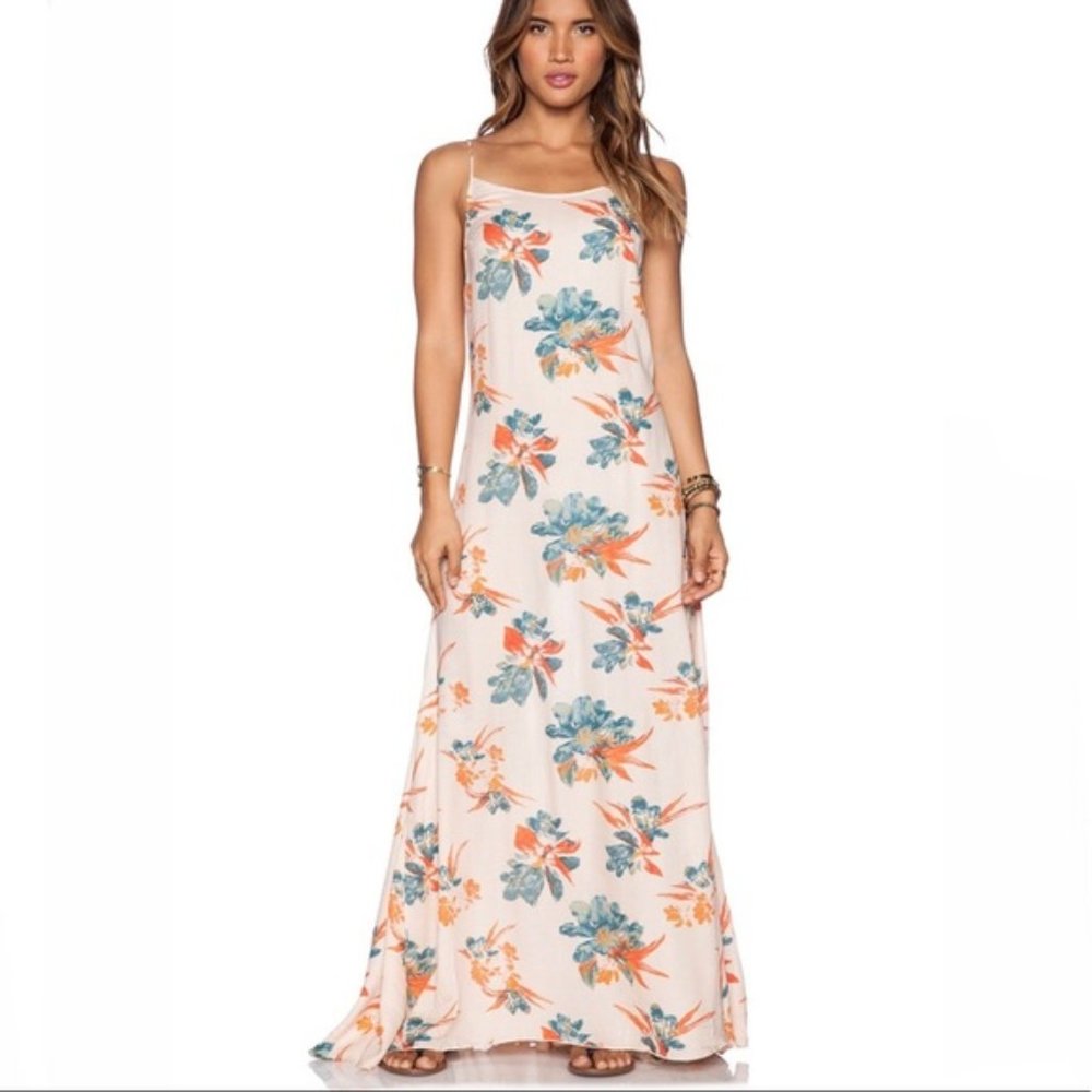 Free People Floral Maxi Dress - Cream and Blue